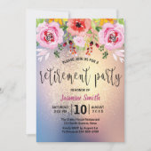 Floral Modern Gold Glitter Retirement Party Kaart (Voorkant)