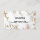  Floral Modern Gold Marble Makeup Artist Visitekaartje (Achterkant)