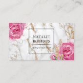  Floral Modern Gold Marble Makeup Artist Visitekaartje (Voorkant)