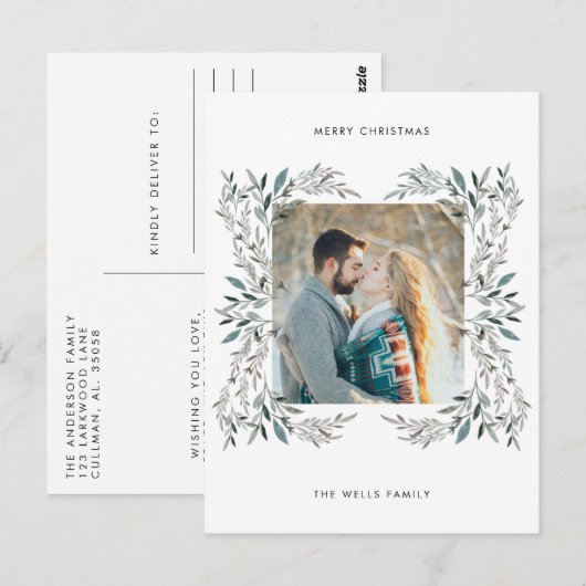 Floral Modern Holiday Briefkaart (Voorkant / Achterkant)