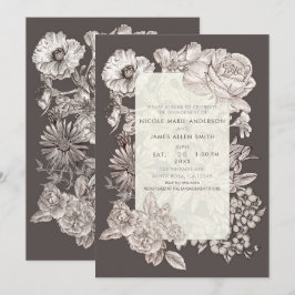  Floral modern ivoor en grijs Verloving Kaart