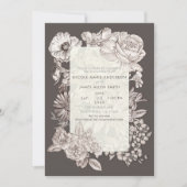 Floral modern ivoor en grijs Verloving Kaart (Voorkant)