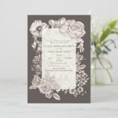 Floral modern ivoor en grijs Verloving Kaart (Staand voorkant)