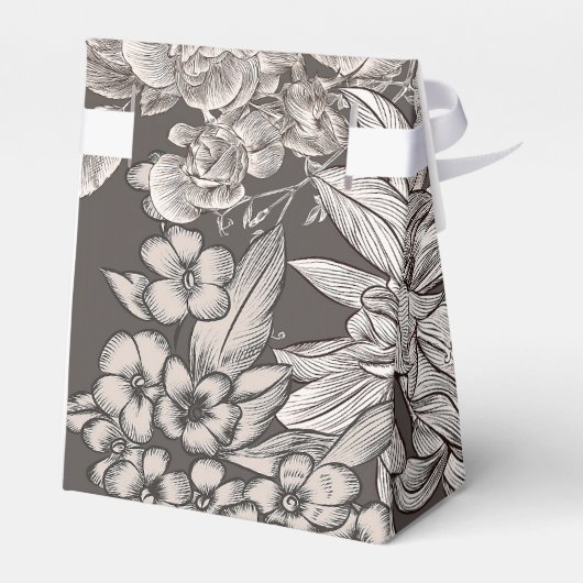 Floral modern ivoor en grijs Vrijgezellenfeest Bedankdoosjes (Achterkant)