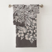  Floral Modern Ivory Grey Botanical Rustic Bad Handdoek (Insitu)