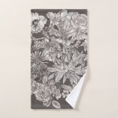  Floral Modern Ivory Grey Botanical Rustic Bad Handdoek (Handdoek)