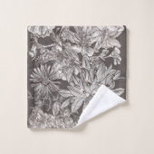 Floral Modern Ivory Grey Botanical Rustic Bad Handdoek (Wasdoekje)