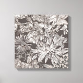  Floral Modern Ivory Grey Botanical Rustic Canvas Afdruk (Voorkant)
