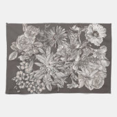  Floral Modern Ivory Grey Botanical Rustic Theedoek (Horizontaal)