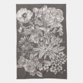  Floral Modern Ivory Grey Botanical Rustic Theedoek (Verticaal)