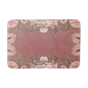 Floral Modern  kaneel Roos Waterverf Badmat