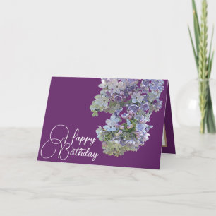  Floral Modern Lila Paars Birthday Kaart