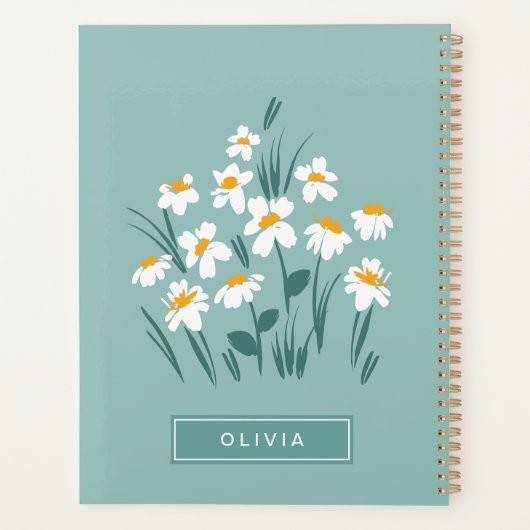 Floral modern maisy blauw meisje planner (Achterkant)