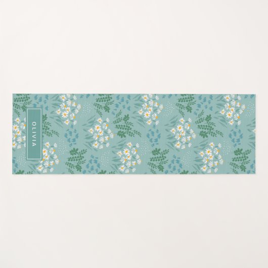 Floral modern maisy blue girly stijlvol jogge yogamat (Voorkant (horizontaal))