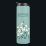 Floral modern maisy blue girly stijlvol thermosbeker<br><div class="desc">Floral modern maisieblauw,  elegant stijlvol design.</div>
