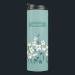 Floral modern maisy blue girly stijlvol thermosbeker<br><div class="desc">Floral modern maisieblauw,  elegant stijlvol design.</div>
