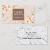  Floral Modern Marble Makeup Artist Salon Visitekaartje (Voorkant / Achterkant)