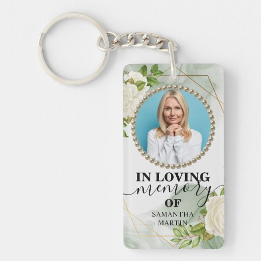 Floral Modern Memorial Gift Sleutelhanger (Voorkant)