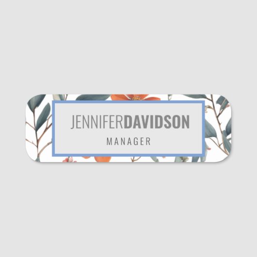 Floral Modern Minimalist Elegant Professional Naamplaatje (Voorkant)