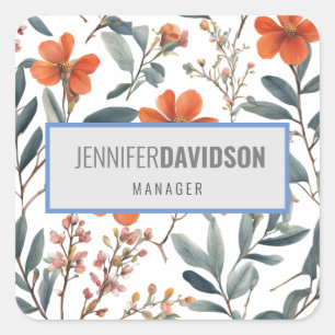 Floral Modern Minimalist Elegant Professional Vierkante Sticker