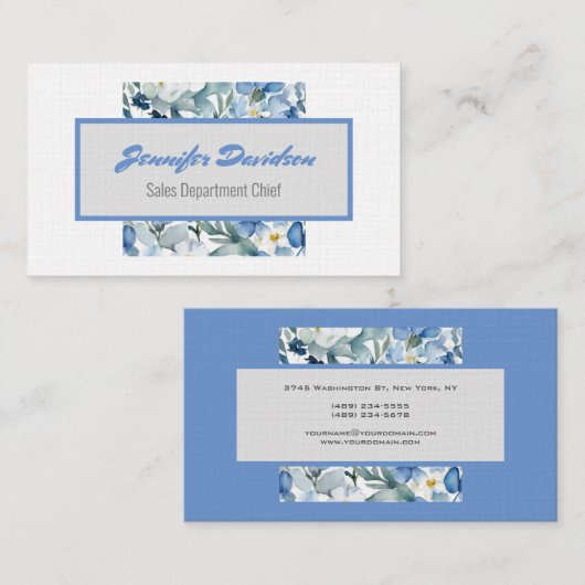 Floral Modern Minimalist Elegant Professional Visitekaartje (Voorkant / Achterkant)