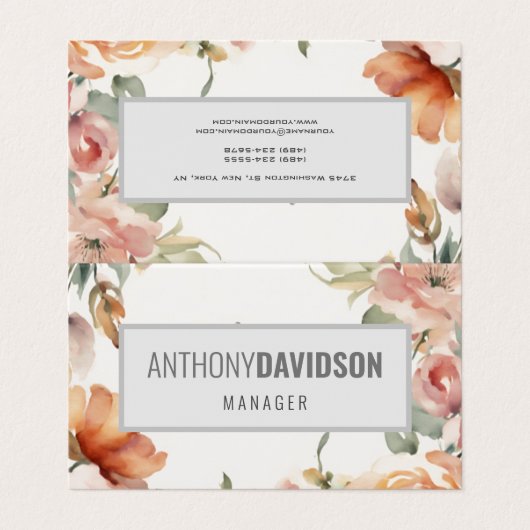 Floral Modern Minimalist Elegant Professional Visitekaartje (Buitenkant ongevouwen)