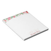 Floral Modern Monogram Flowers Custom Name Notitie Notitieblok (Schuin)