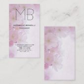 Floral modern monogram simpel minimalistisch visitekaartje (Voorkant / Achterkant)