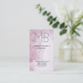 Floral modern monogram simpel minimalistisch visitekaartje (Staand voorkant)