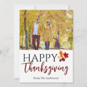 Floral Modern Monogram Thanksgiving familiefoto Feestdagenkaart (Voorkant)