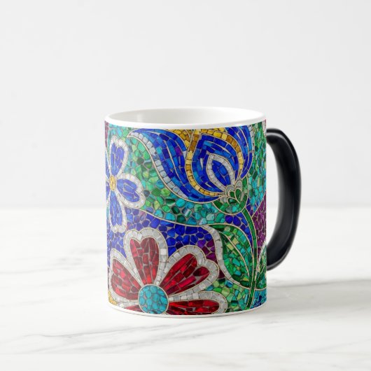 floral modern mosaic pattern ceramic mug magische mok (Voorkant rechts)