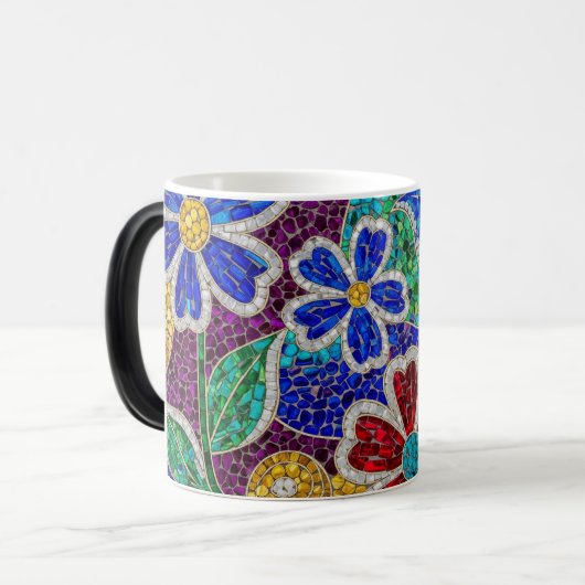 floral modern mosaic pattern ceramic mug magische mok (Voorkant links)