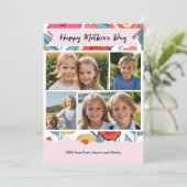 Floral Modern Mother’s Day Custom Photo Collage Feestdagenkaart (Staand voorkant)