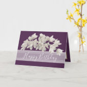 Floral Modern Orchid Flower Paars Birthday Kaart (Gele Bloem)