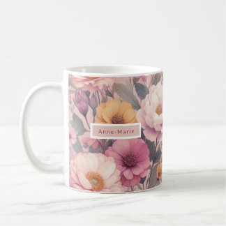 Floral modern roos roze meisjesachtig stijlvol koffiemok