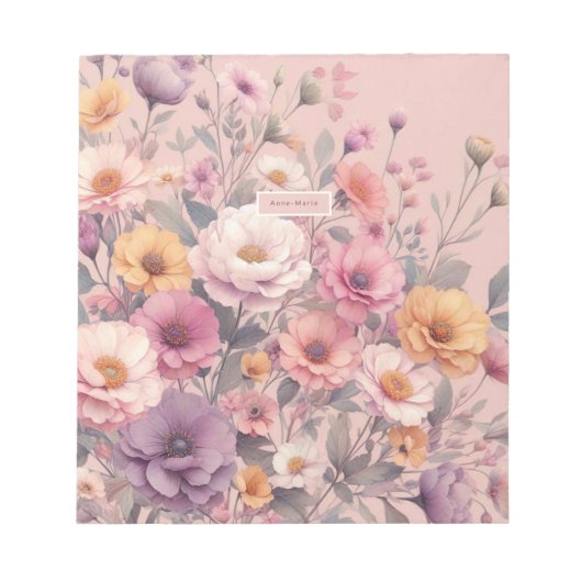 Floral modern roos roze meisjesachtig stijlvol notitieblok (Voorkant)
