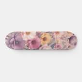 Floral modern roos roze meisjesachtig stijlvol persoonlijk skateboard (Horizontaal)