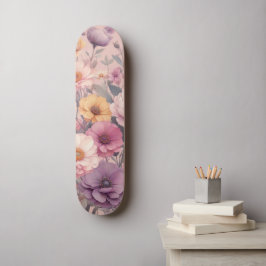 Floral modern roos roze meisjesachtig stijlvol persoonlijk skateboard