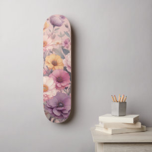 Floral modern roos roze meisjesachtig stijlvol persoonlijk skateboard