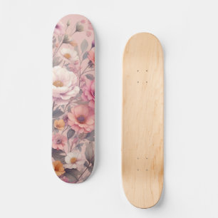 Floral modern roos roze meisjesachtig stijlvol persoonlijk skateboard