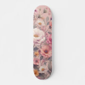 Floral modern roos roze meisjesachtig stijlvol persoonlijk skateboard (Voorkant)