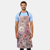 Floral modern roos roze meisjesachtig stijlvol schort (Gedragen)