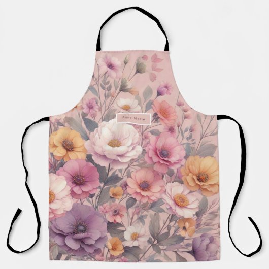 Floral modern roos roze meisjesachtig stijlvol schort (Voorkant)