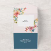 Floral Modern Roze Bruiloft Uitnodigen & RSVP All In One Uitnodiging (Buitenkant)