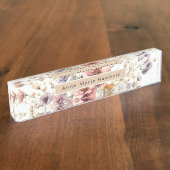 Floral modern roze meisjesachtig stijlvol naambordje (Zijkant)