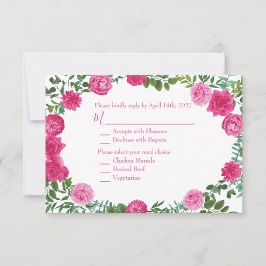 Floral Modern - Rozen voor donkerroze weddenschapp Kaart (Voorkant)