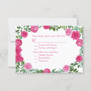Floral Modern - Rozen voor donkerroze weddenschapp Kaart