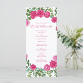 Floral Modern - Rozen voor donkerroze weddenschapp Menu (Staand voorkant)