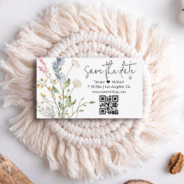 Floral Modern Save The Date QR Code Wildflower Notitiekaartje