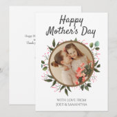 Floral Modern Script Foto Happy Mothers Day (Voorkant / Achterkant)